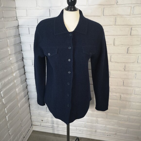 Penmans Ladies Size Medium Navy Made in Hong Kong 100% New Wool Shirt Jacket - Picture 1 of 10